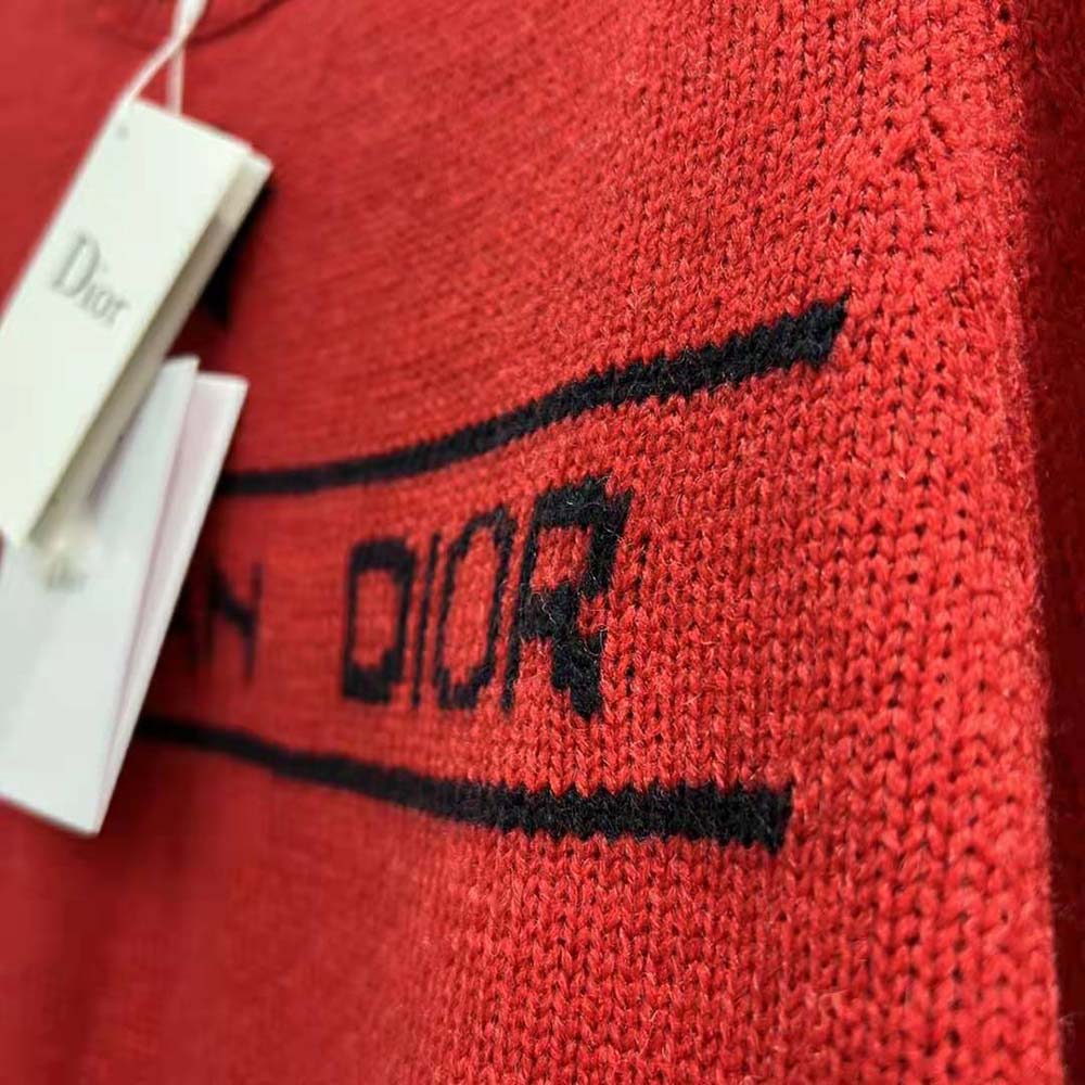 Dior Women Christian Dior Short-Sleeved Sweater Red Cashmere and Wool Knit - image 9