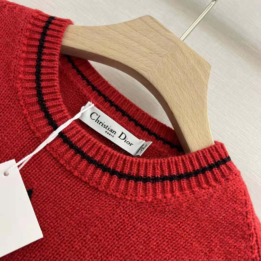 Dior Women Christian Dior Short-Sleeved Sweater Red Cashmere and Wool Knit - image 8