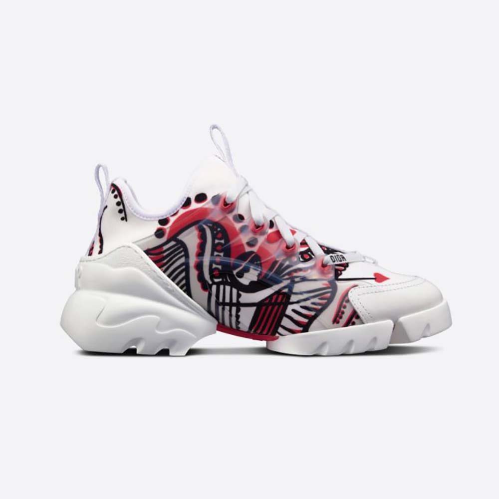 Dior Women D-Connect Sneaker White Technical Fabric with Red and Black Cupidon P