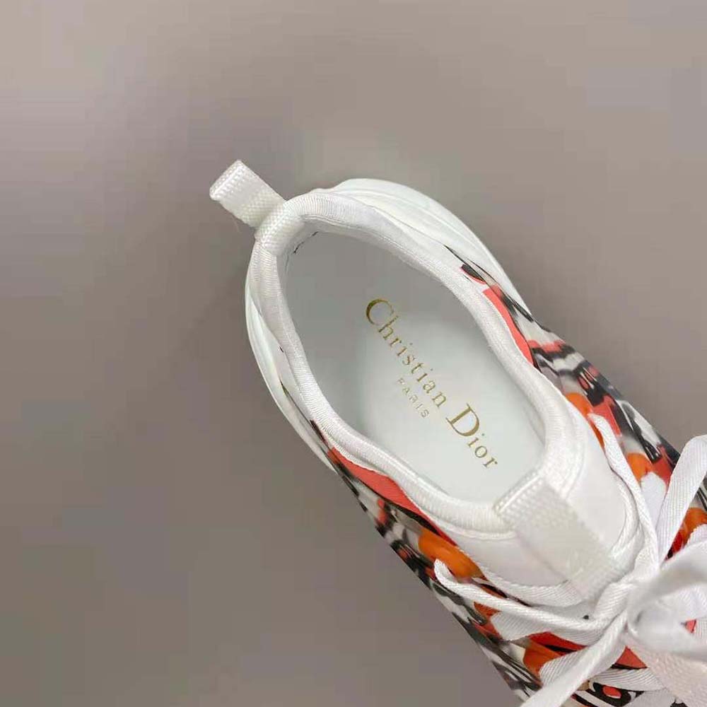 Dior Women D-Connect Sneaker White Technical Fabric with Red and Black Cupidon Print - image 9
