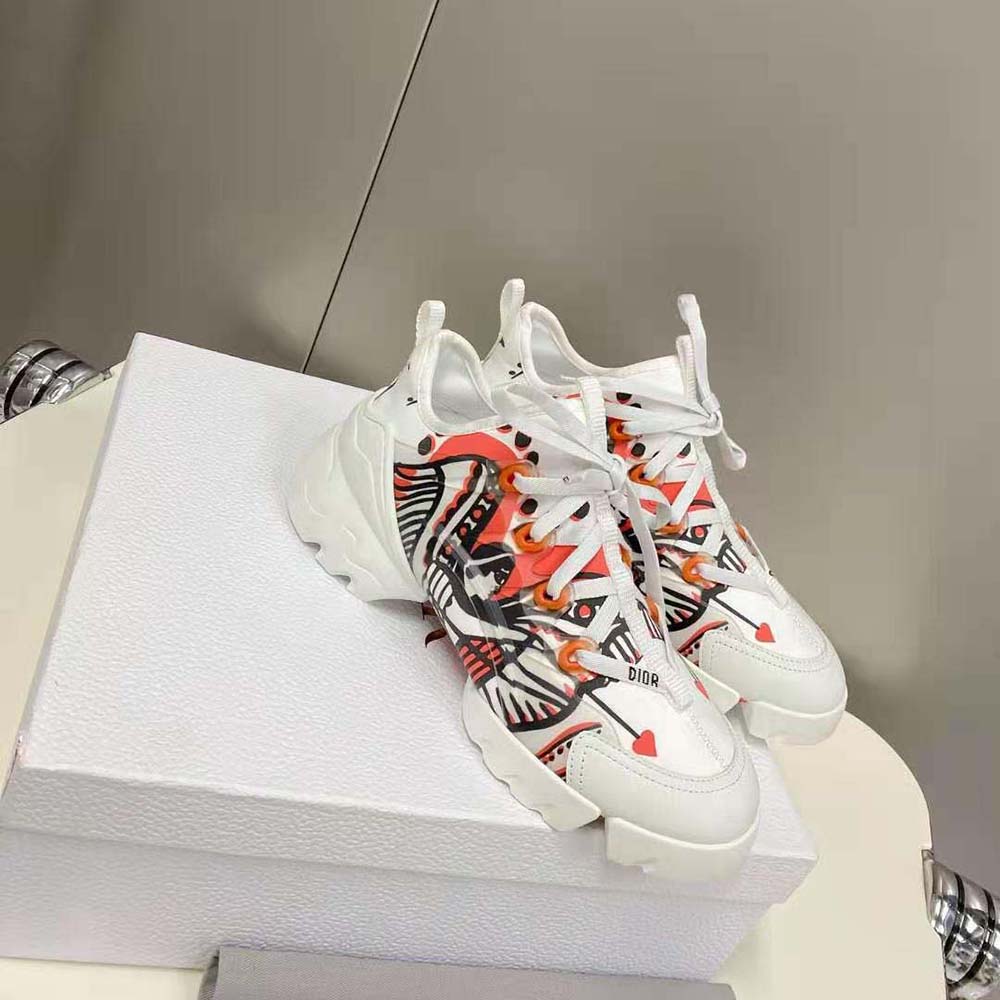 Top angle showing lace-up closure on Dior Women D-Connect Sneaker