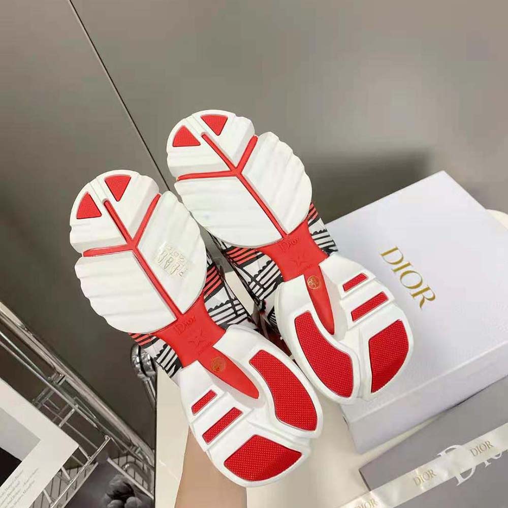 Dior Women D-Connect Sneaker White Technical Fabric with Red and Black Cupidon Print - image 10