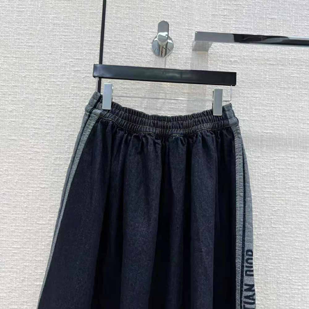 Dior Women Denim Couture Mid-Length Skirt Deep Blue Lightweight Cotton Denim - image 4