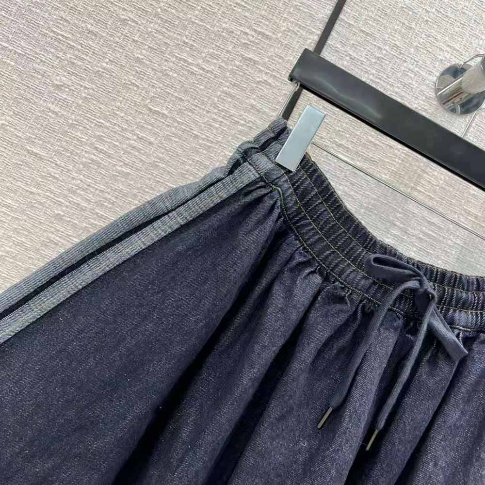 Dior Women Denim Couture Mid-Length Skirt Deep Blue Lightweight Cotton Denim - image 6