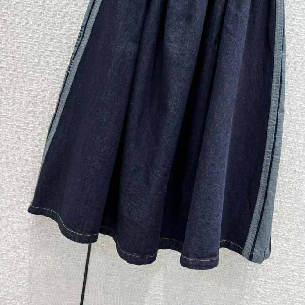 Dior Women Denim Couture Mid-Length Skirt Deep Blue Lightweight Cotton Denim - image 7