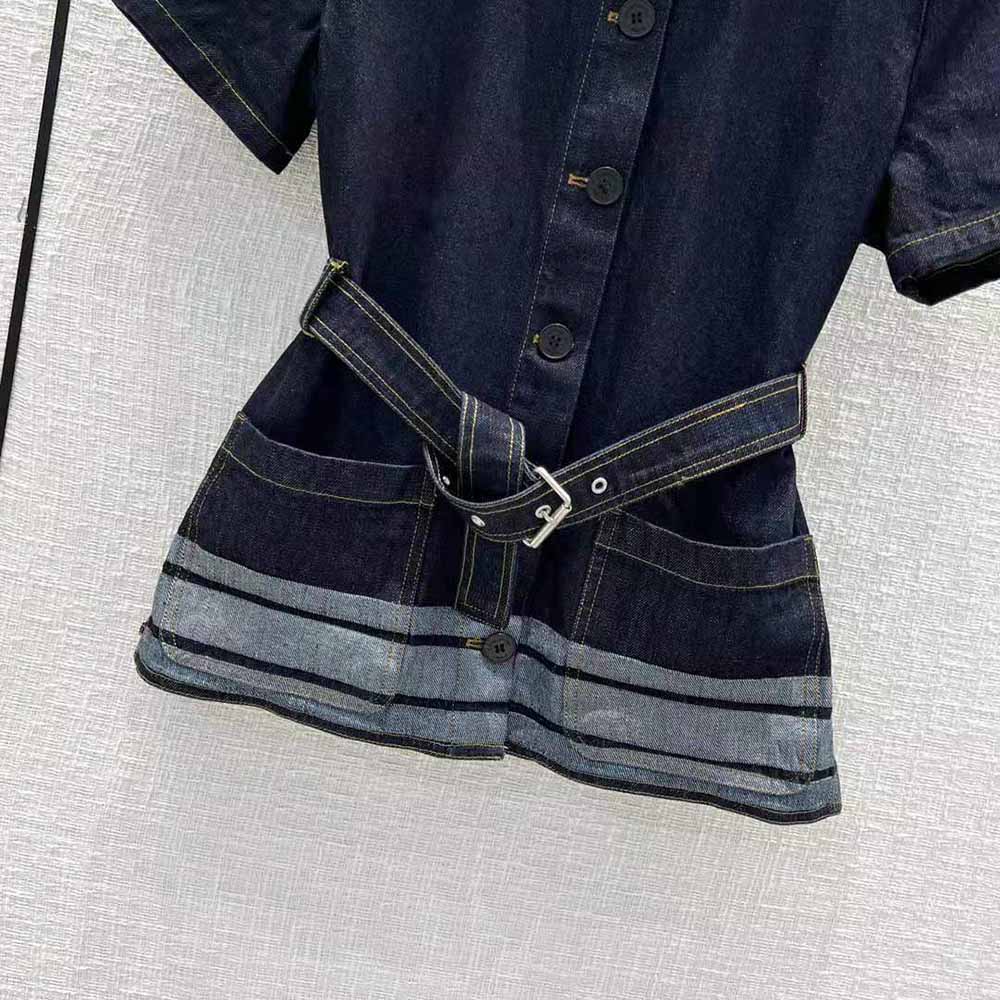 Dior Women Denim Couture Short-Sleeved Belted Jacket - image 5