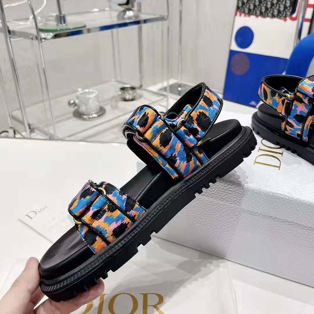 Dior Women Dioract Sandal Blue Multicolor Mizza Printed Silk - image 7