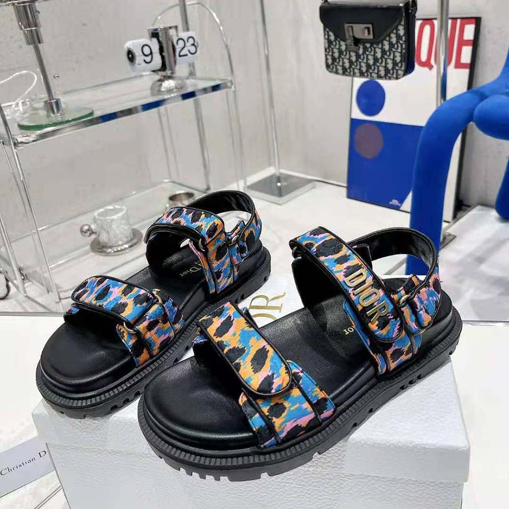 Dior Women Dioract Sandal Blue Multicolor Mizza Printed Silk - image 4