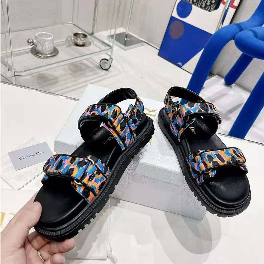 Dior Women Dioract Sandal Blue Multicolor Mizza Printed Silk - image 5