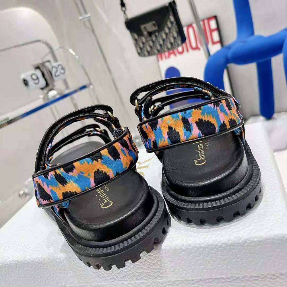 Dior Women Dioract Sandal Blue Multicolor Mizza Printed Silk - image 8