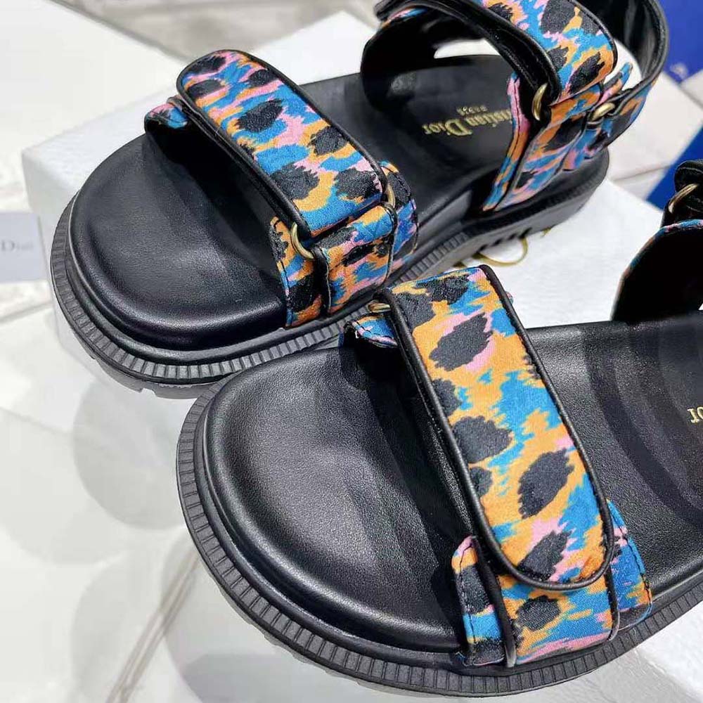 Dior Women Dioract Sandal Blue Multicolor Mizza Printed Silk - image 10