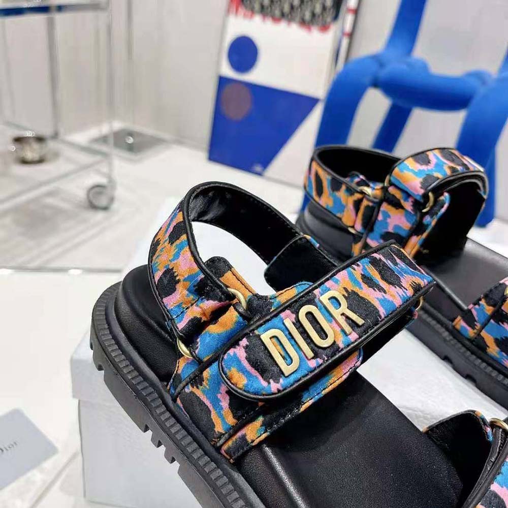 Dior Women Dioract Sandal Blue Multicolor Mizza Printed Silk - image 9