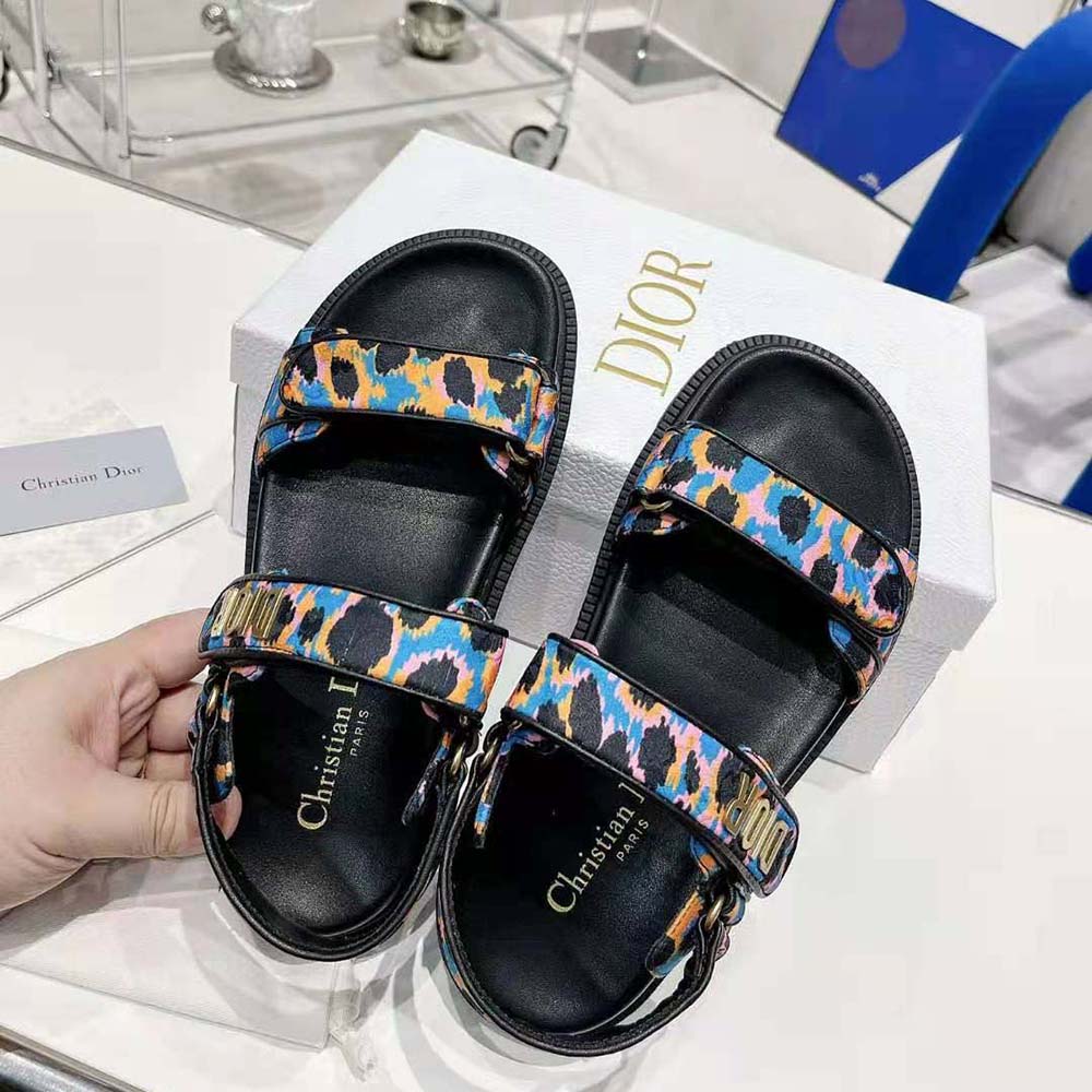 Dior Women Dioract Sandal Blue Multicolor Mizza Printed Silk - image 6
