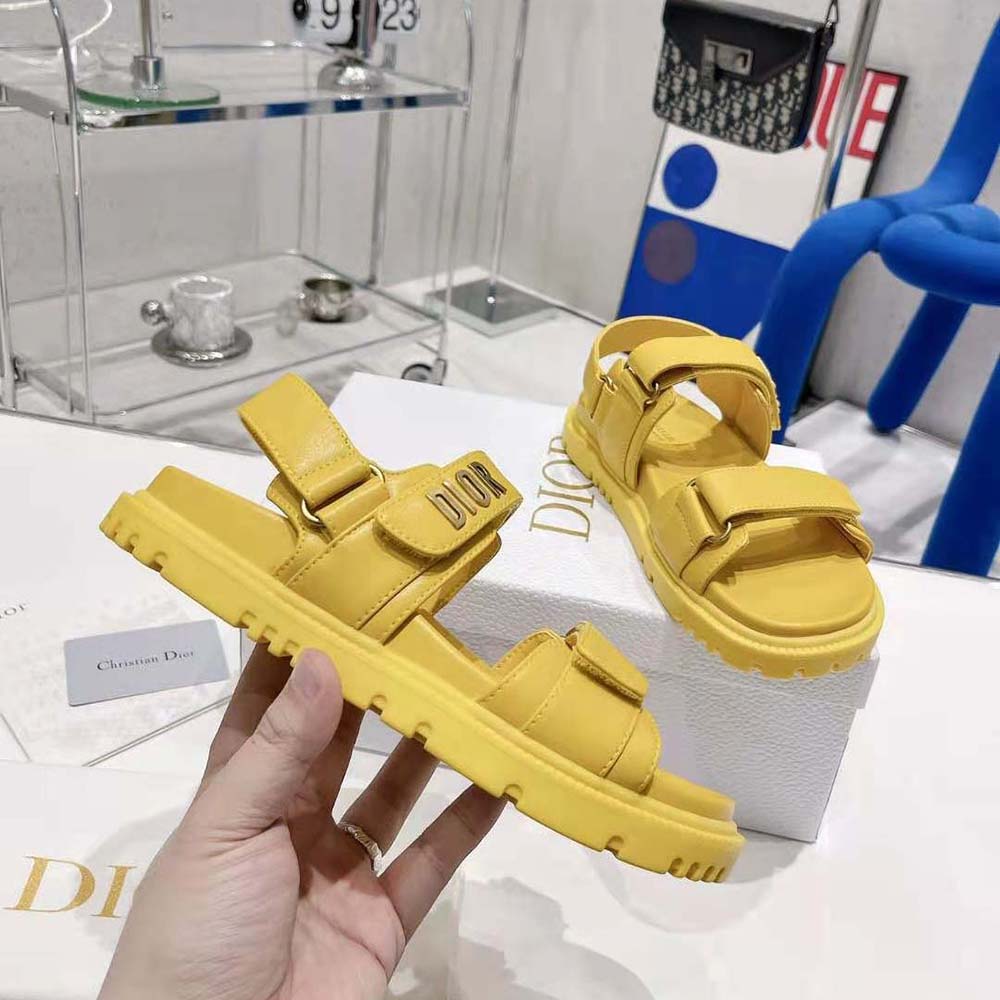 Dior Women Dioract Sandal Mustard Yellow Lambskin - image 4