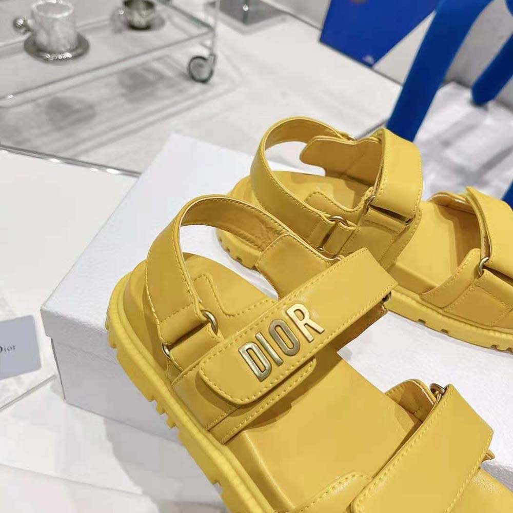 Dior Women Dioract Sandal Mustard Yellow Lambskin - image 9