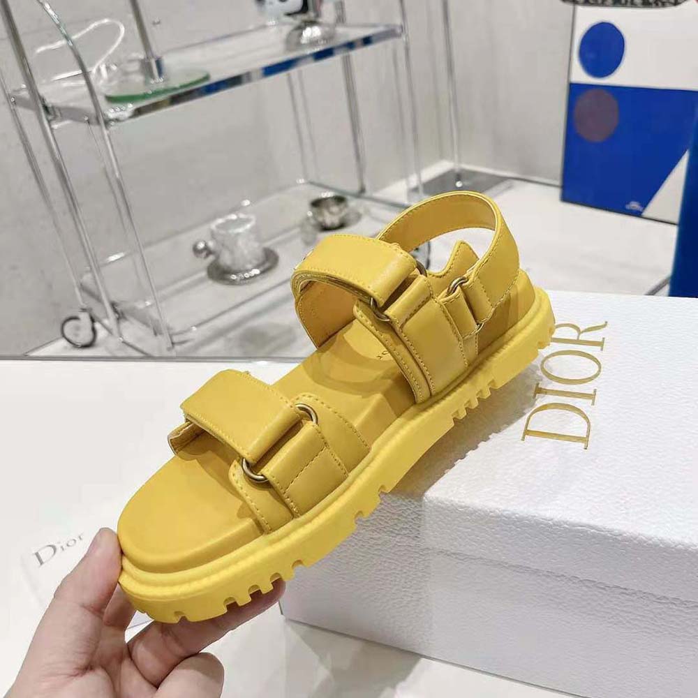 Dior Women Dioract Sandal Mustard Yellow Lambskin - image 6