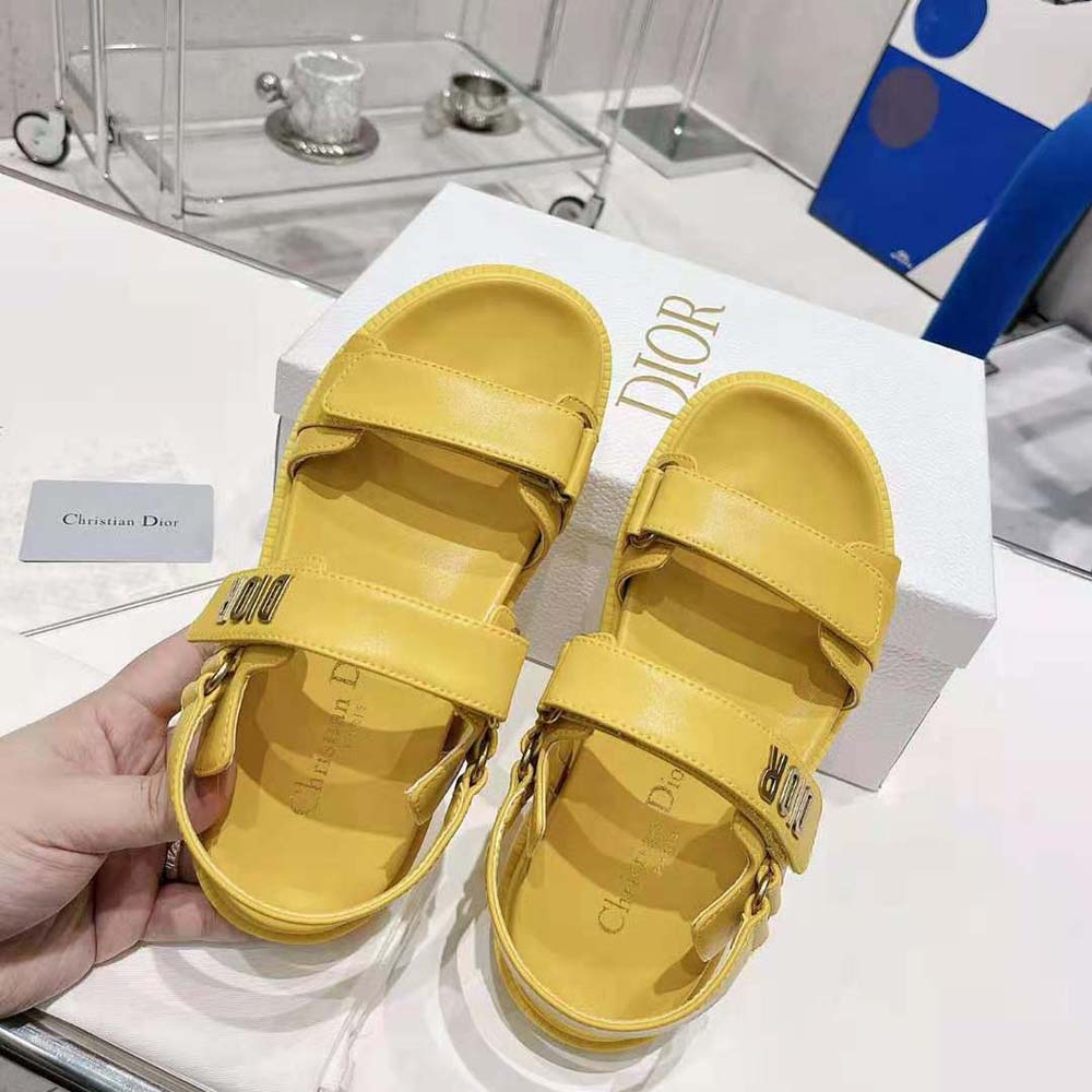 Dior Women Dioract Sandal Mustard Yellow Lambskin - image 5