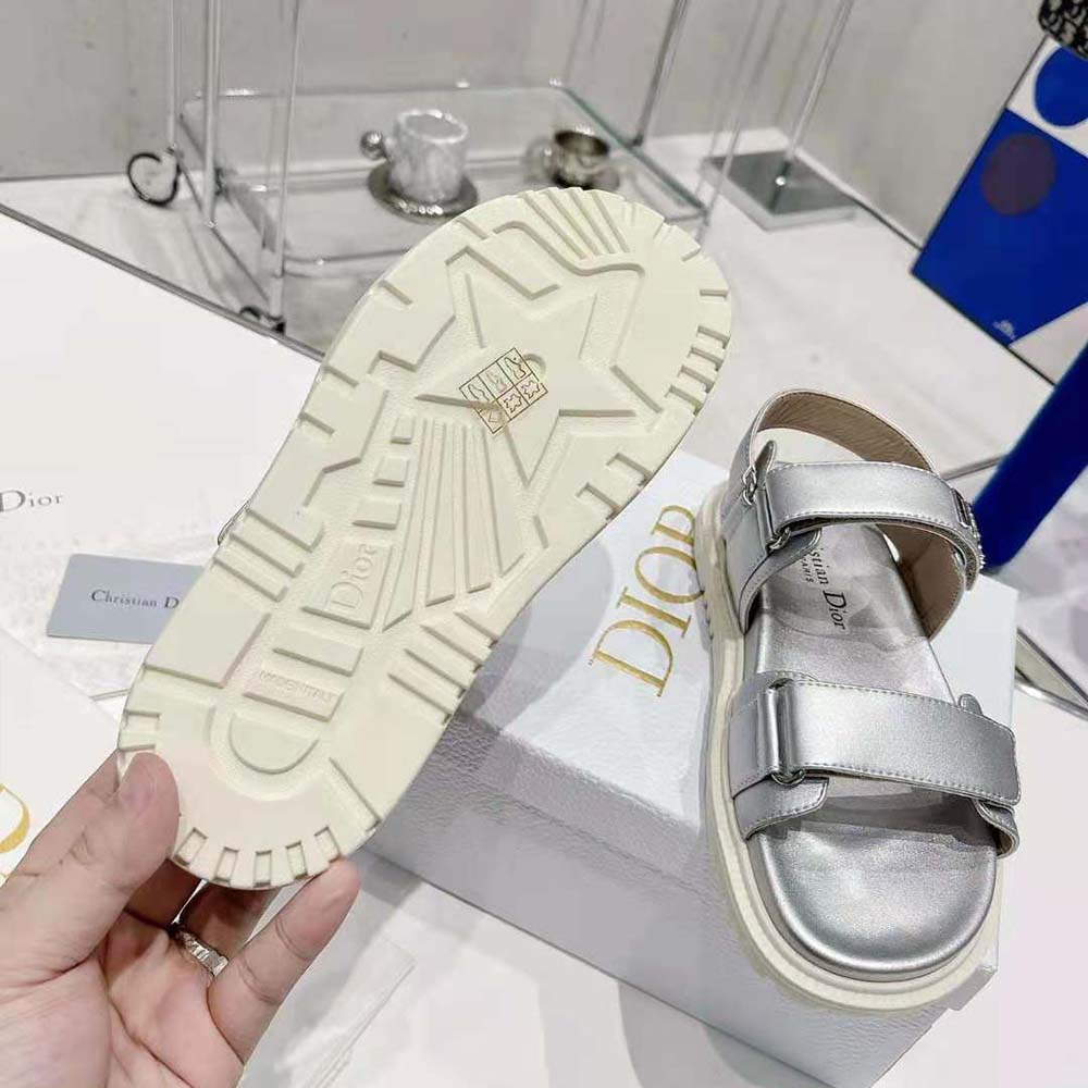 Dior Women Dioract Sandal Silver-Tone Shiny Laminated Calfskin - image 6