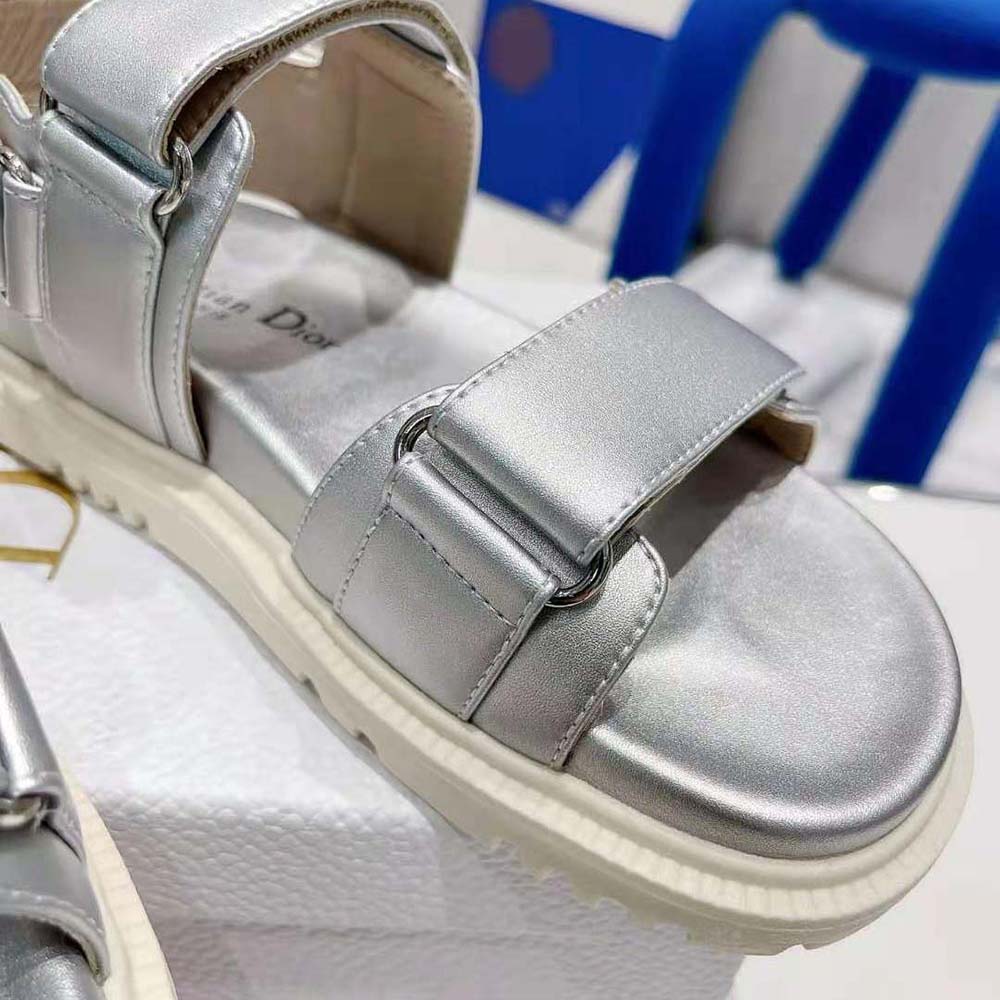 Dior Women Dioract Sandal Silver-Tone Shiny Laminated Calfskin - image 10
