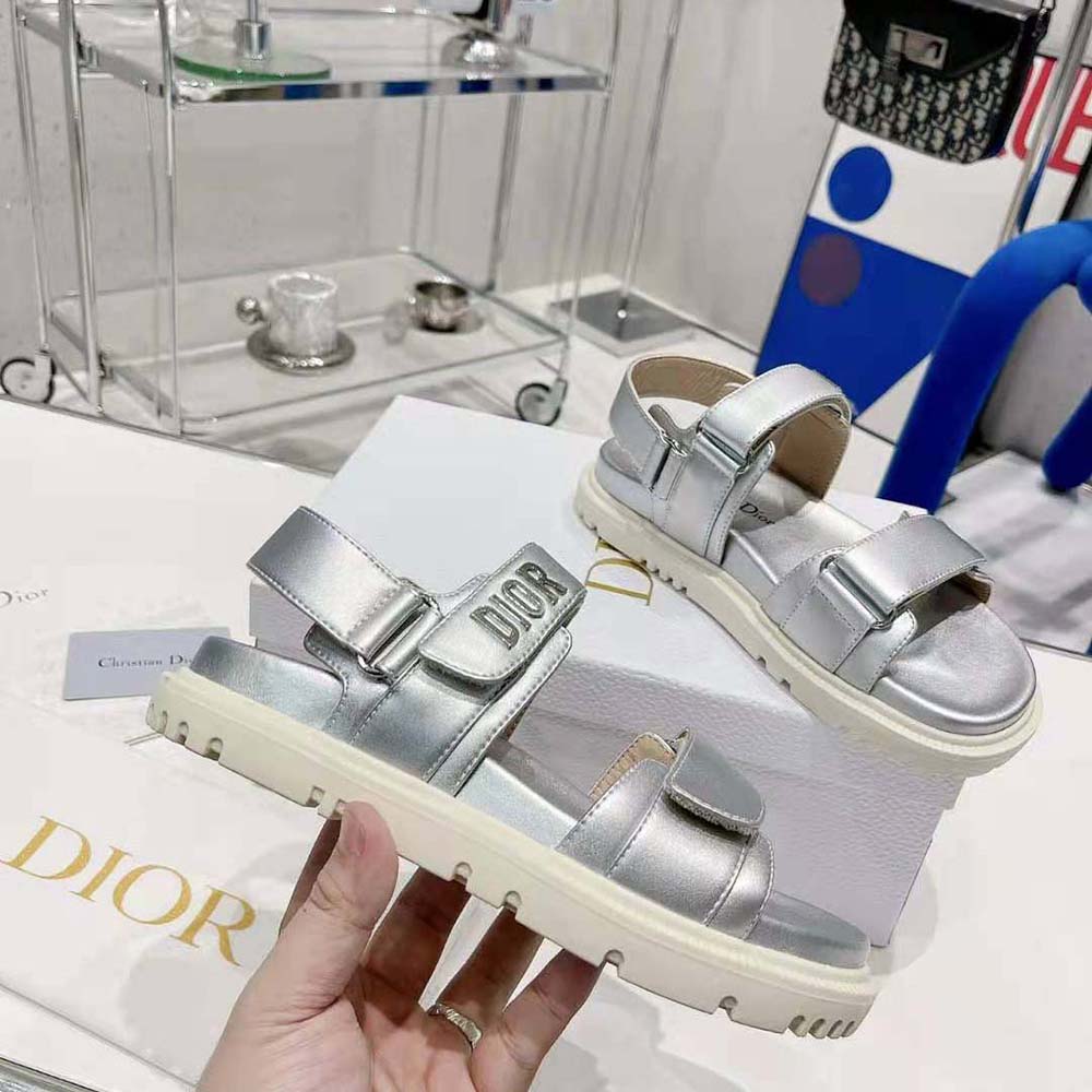 Dior Women Dioract Sandal Silver-Tone Shiny Laminated Calfskin - image 5