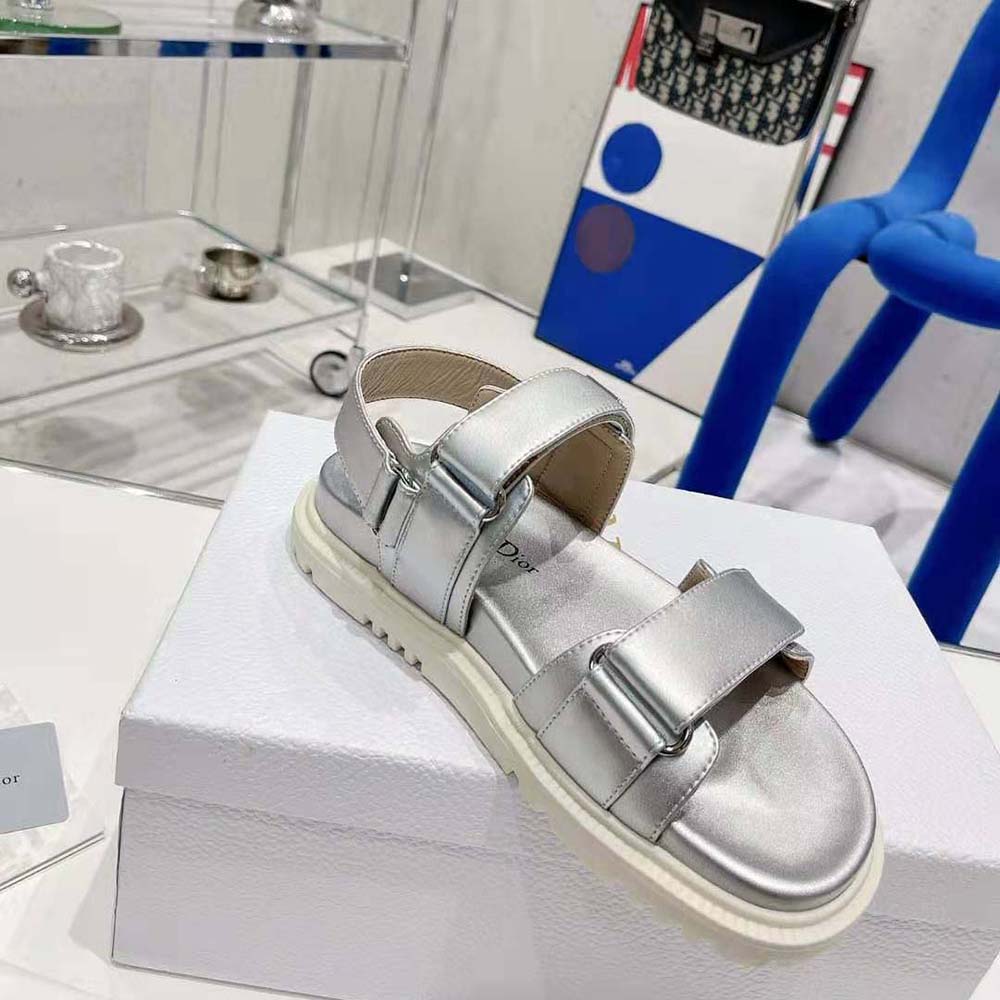 Dior Women Dioract Sandal Silver-Tone Shiny Laminated Calfskin - image 7