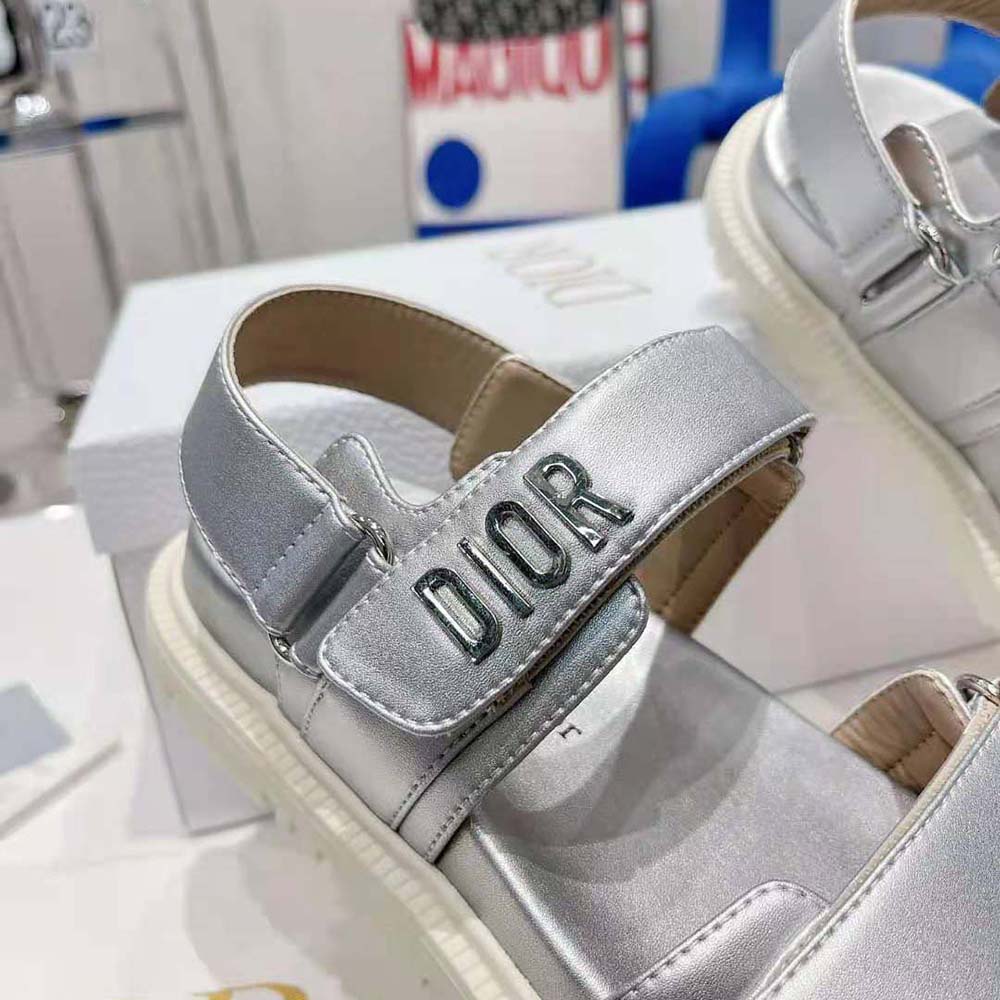 Dior Women Dioract Sandal Silver-Tone Shiny Laminated Calfskin - image 9