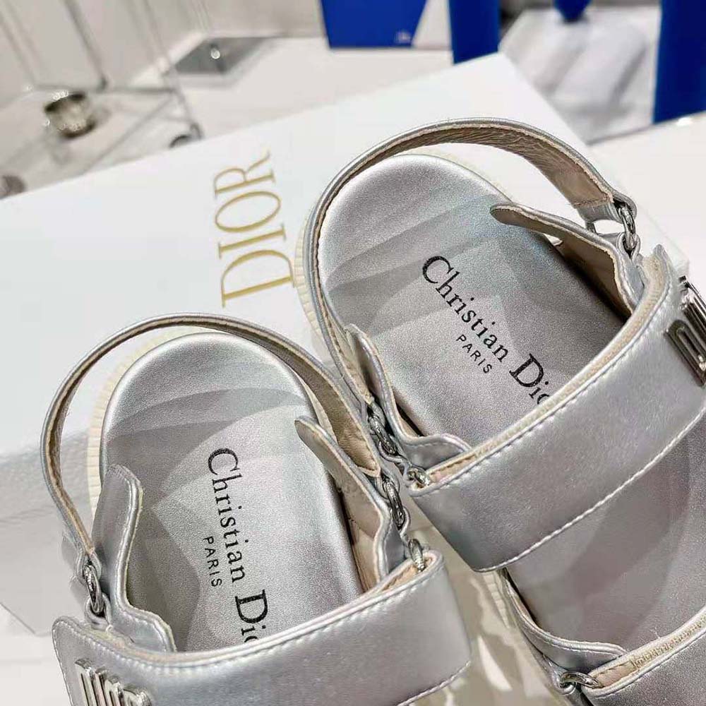 Dior Women Dioract Sandal Silver-Tone Shiny Laminated Calfskin - image 8