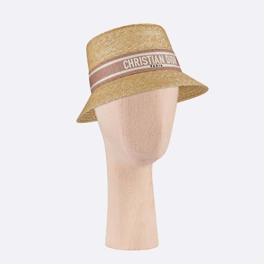 Front view of Dior Women Dioresort Small Brim Hat showing embroidered band