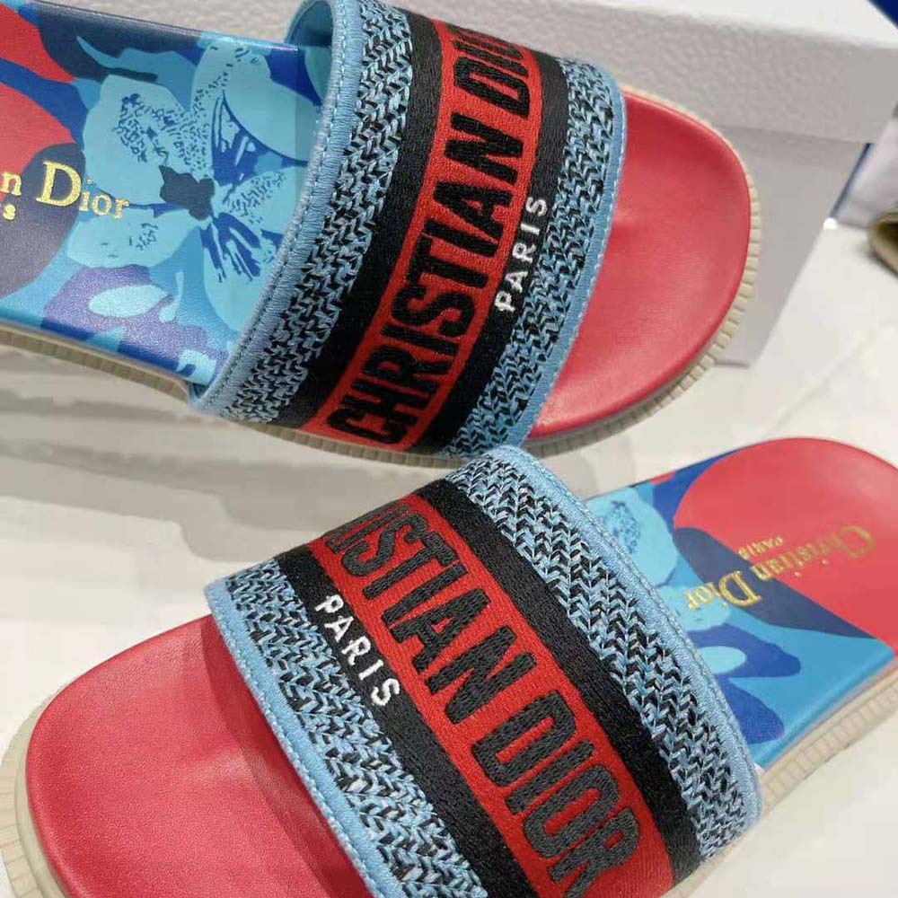 Dior Women Dway Slide Pink Multicolor D-Flower Pop Cotton Embroidery - image 10