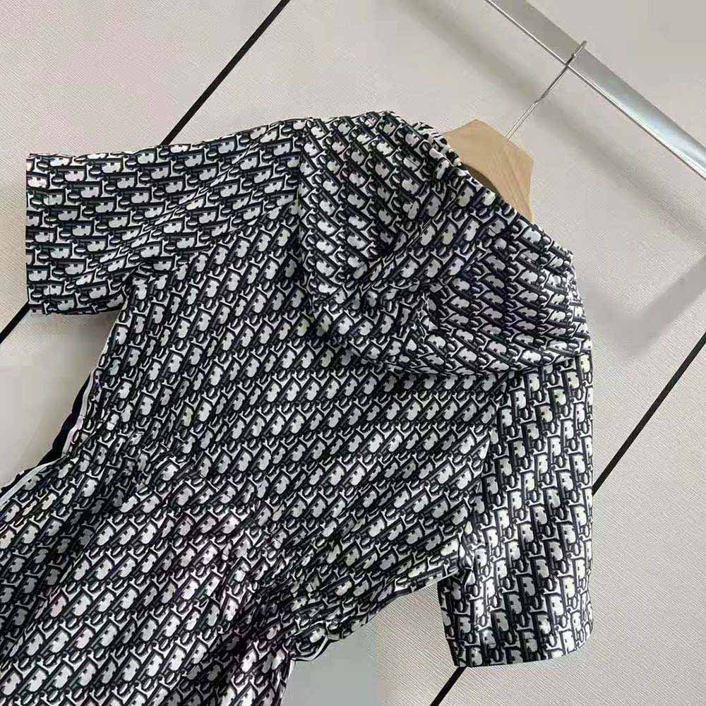 Dior Women Hooded Romper Blue Technical Taffeta Jacquard - image 4