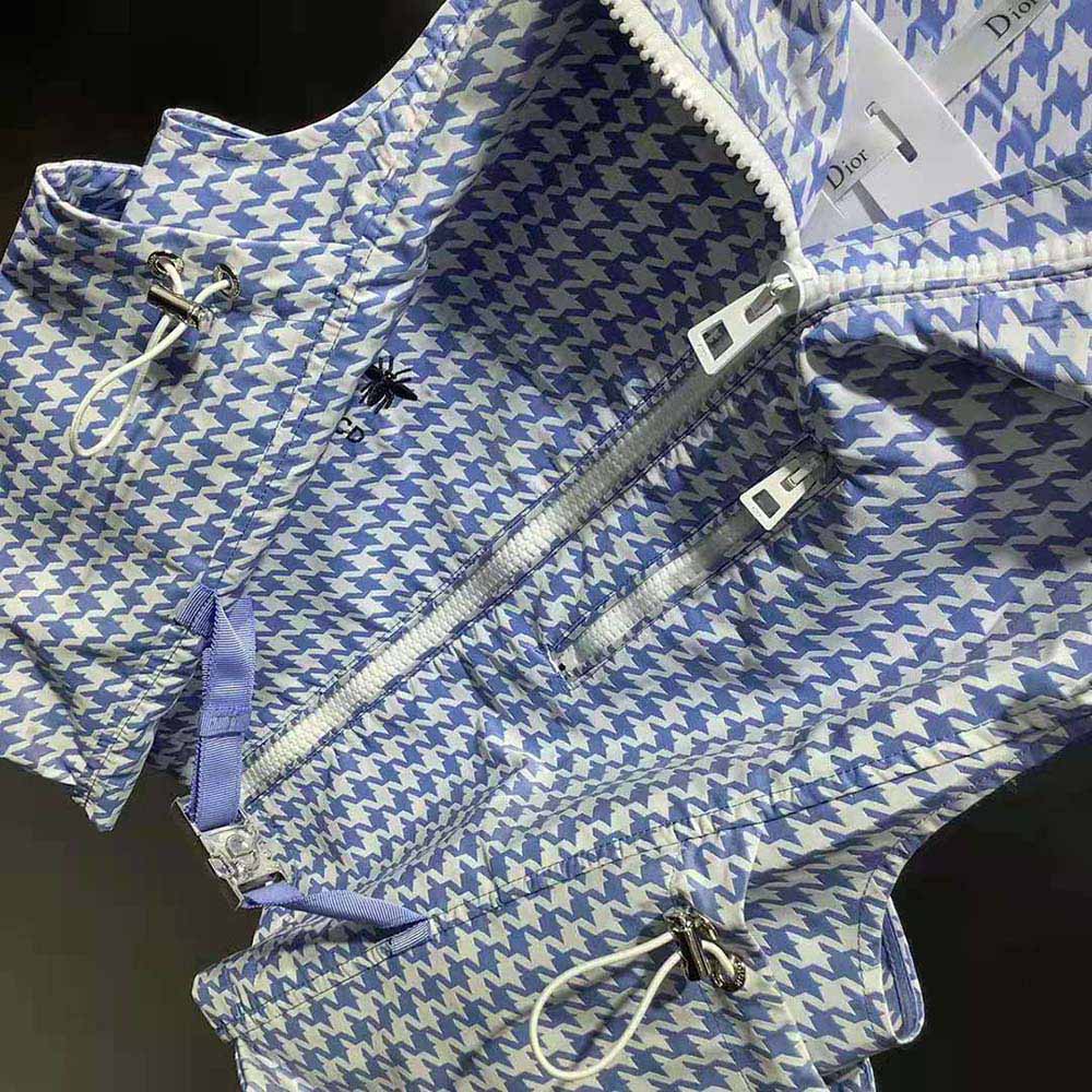 Dior Women Hooded Sleeveless Vest Cornflower Blue Technical Taffeta Jacquard - image 4