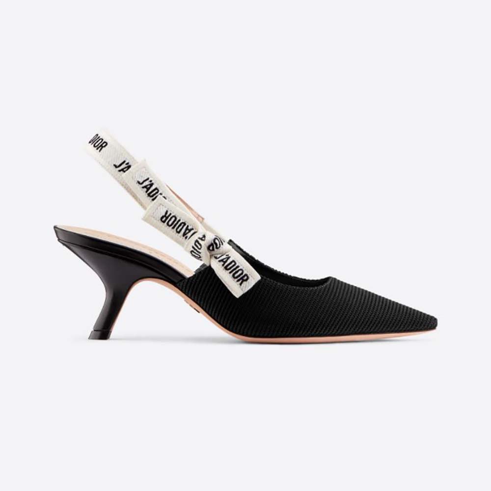 Side profile of Dior Women J Adior Slingback Pump Black Technical Fabric