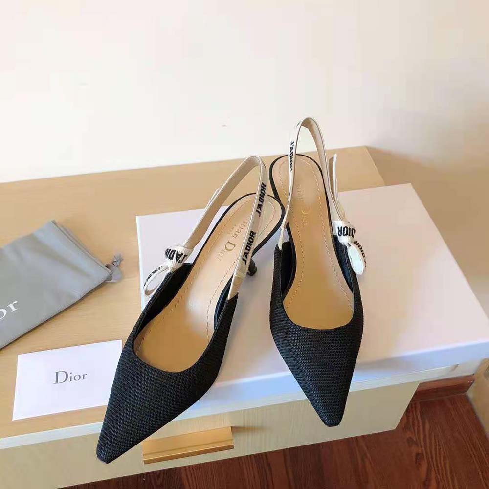 Rear view showing adjustable slingback strap on Dior Women J Adior Pump