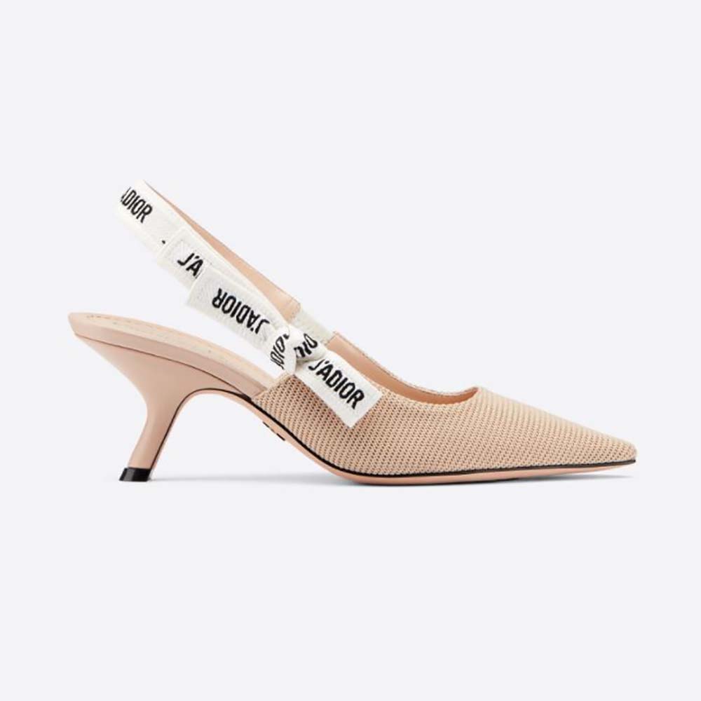Side view of Dior Women J Adior Slingback Pump Nude Technical Fabric