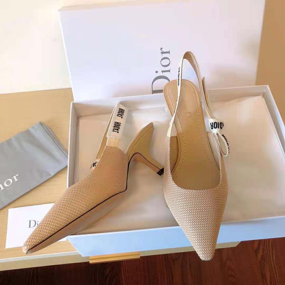 Back angle showing adjustable strap on Dior Women J Adior Slingback Pump