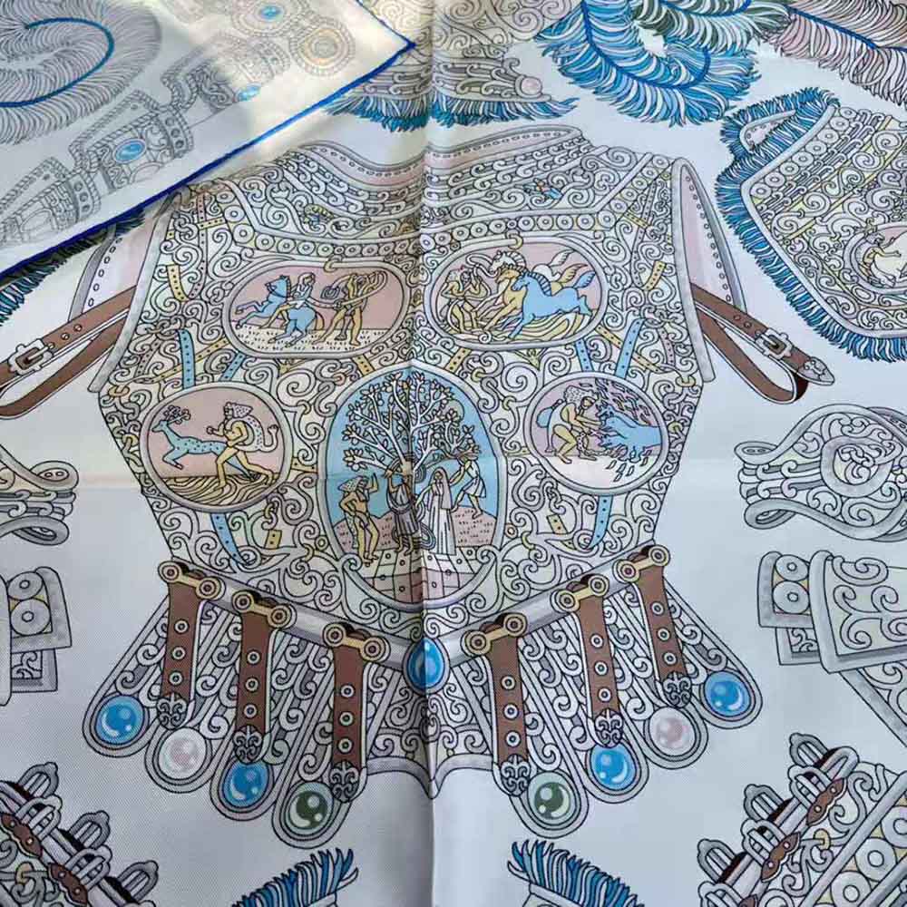 Dior Women Le Jugement Square Scarf Blue Silk Twill - image 9