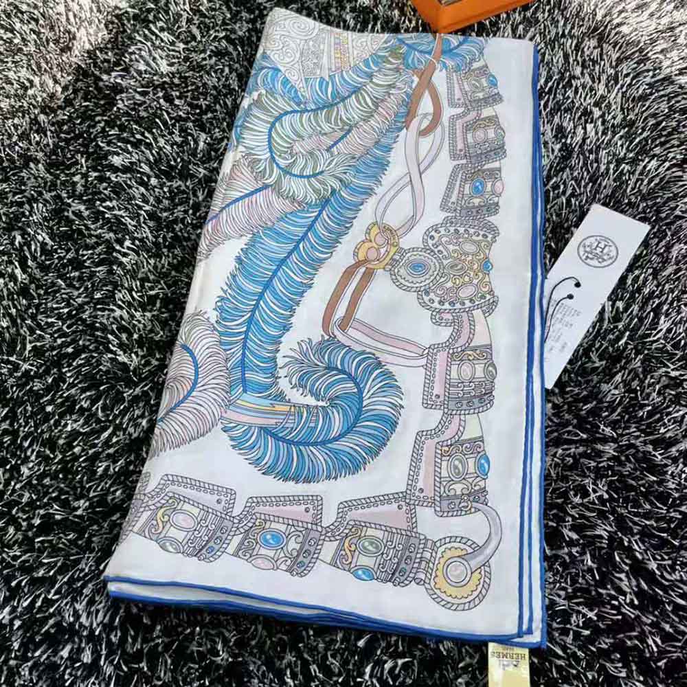 Dior Women Le Jugement Square Scarf Blue Silk Twill - image 7