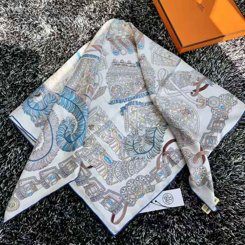 Dior Women Le Jugement Square Scarf Blue Silk Twill folded showing signature print
