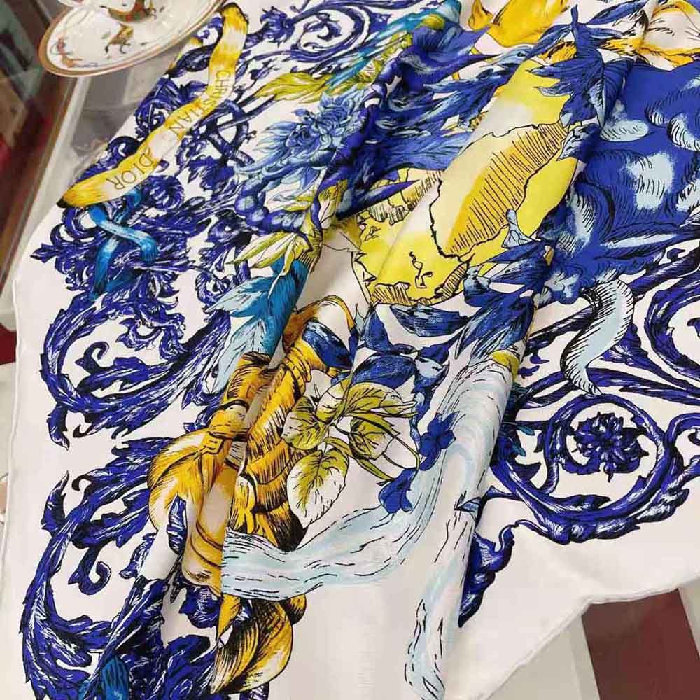 Dior Women Le Monde Square Scarf Multicolor Silk Twill - image 5
