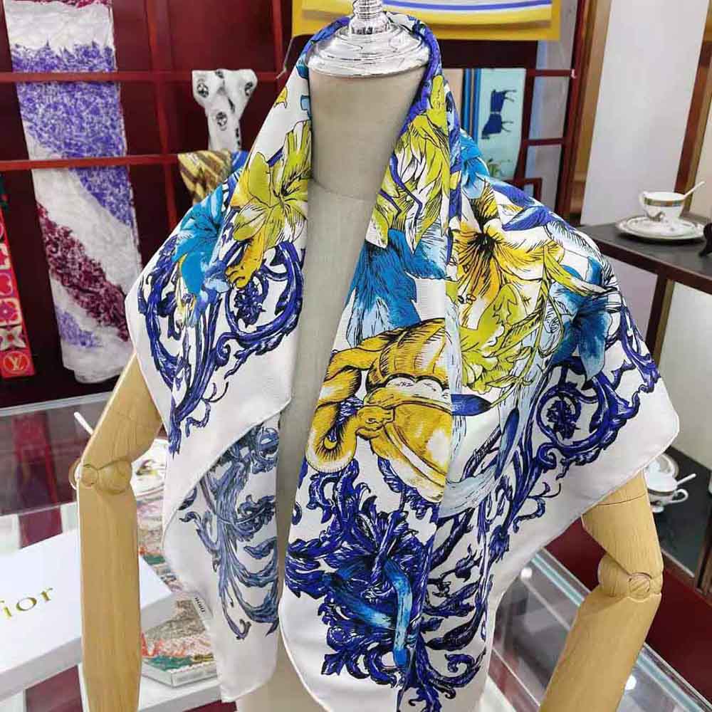 Dior Women Le Monde Square Scarf styled as neck accessory