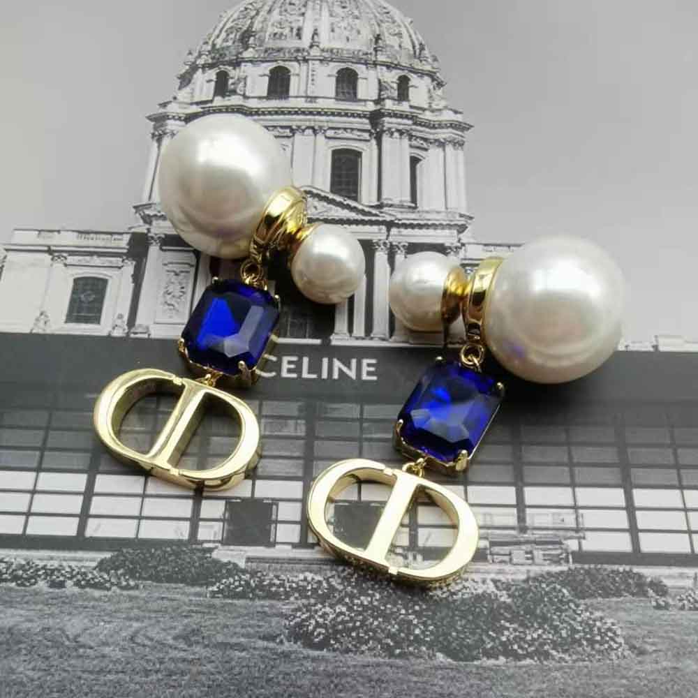 Dior Women Petit Cd Earrings Gold-Finish Metal with White Resin Pearls - image 8