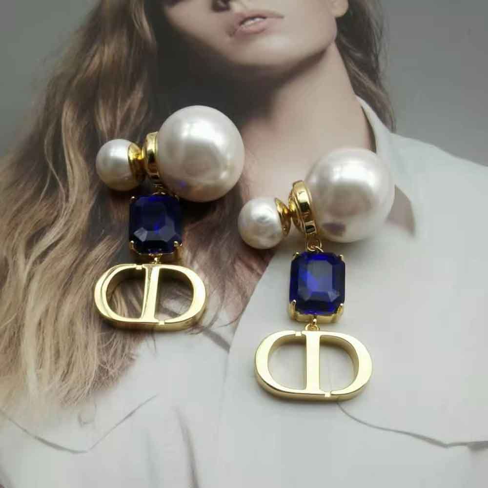 Dior Women Petit Cd Earrings Gold-Finish Metal with White Resin Pearls - image 6