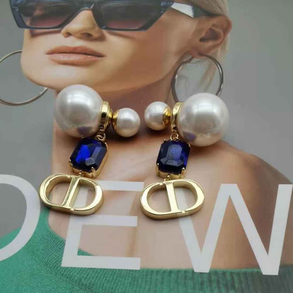 Dior Women Petit Cd Earrings Gold-Finish Metal with White Resin Pearls - image 5