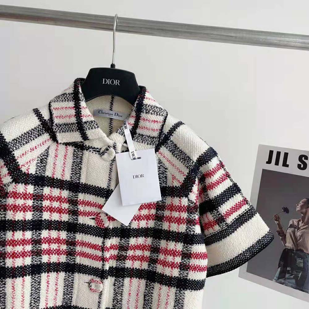 Dior Women Short-Sleeved Jacket Tricolor Check N Dior Technical Cotton and Wool Knit - image 4