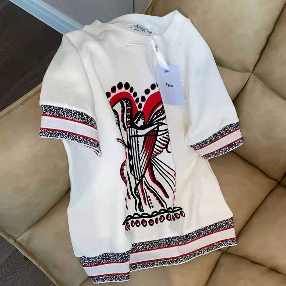 Close-up of multicolor Cupidon motif on Dior Women Sweatshirt