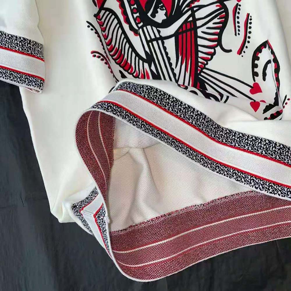 Dior Women Short-Sleeved Sweatshirt White Cotton Jersey with Multicolor Cupidon Motif - image 9