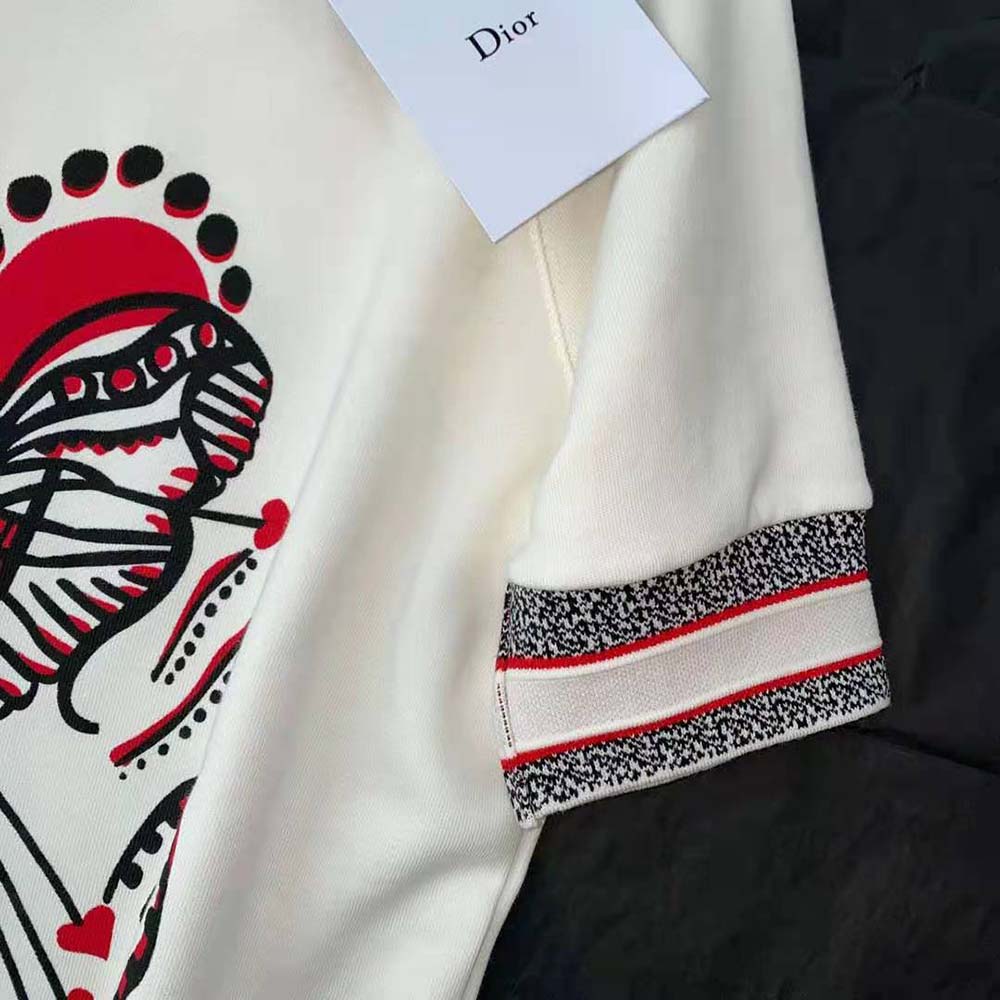 Dior Women Short-Sleeved Sweatshirt White Cotton Jersey with Multicolor Cupidon Motif - image 7