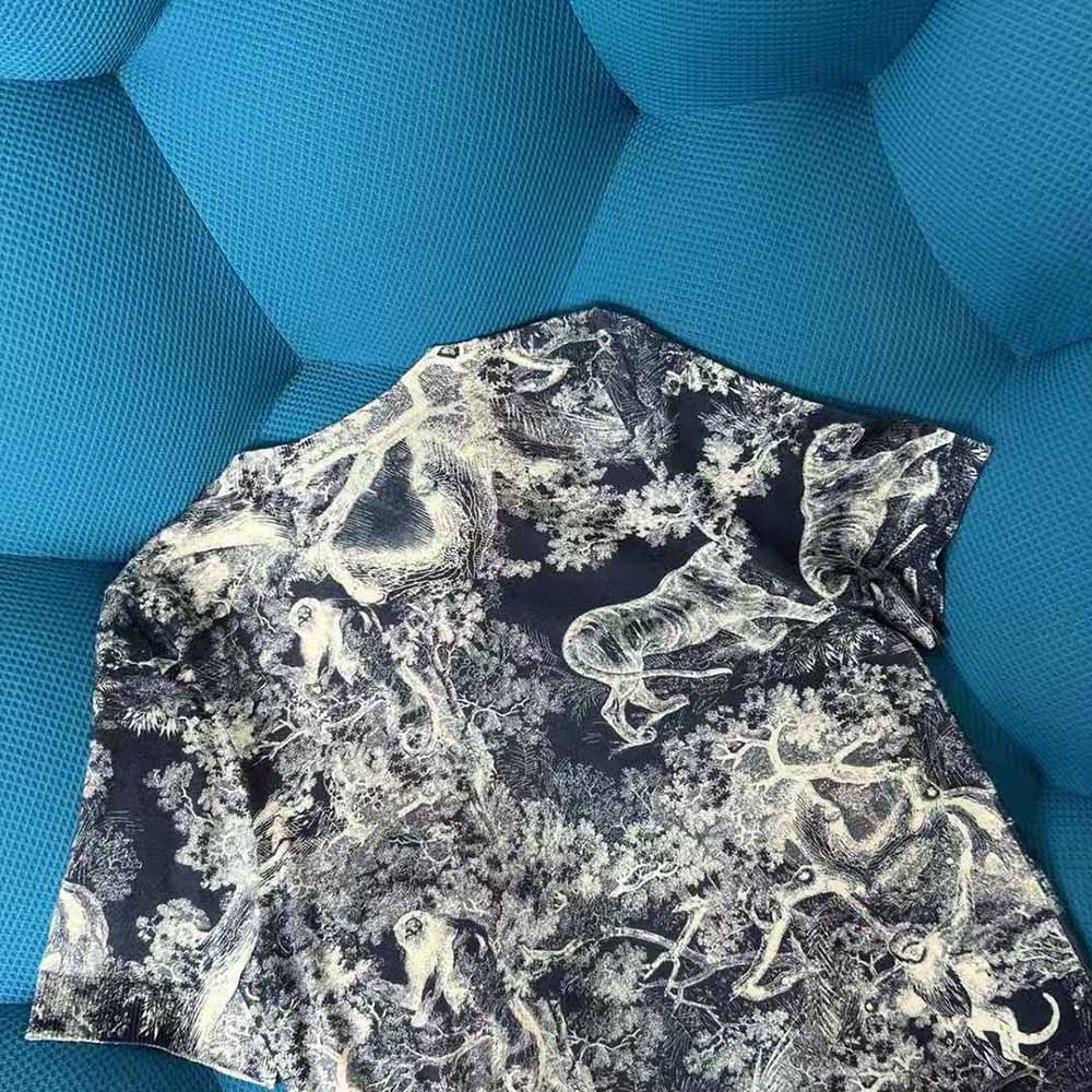 Dior Women T-shirt Navy Blue Toile de Jouy Cotton and Linen Jersey - image 5