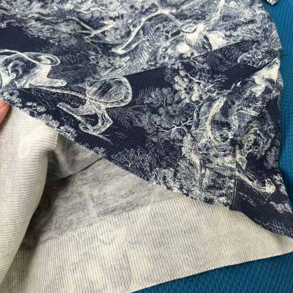 Dior Women T-shirt Navy Blue Toile de Jouy Cotton and Linen Jersey - image 9