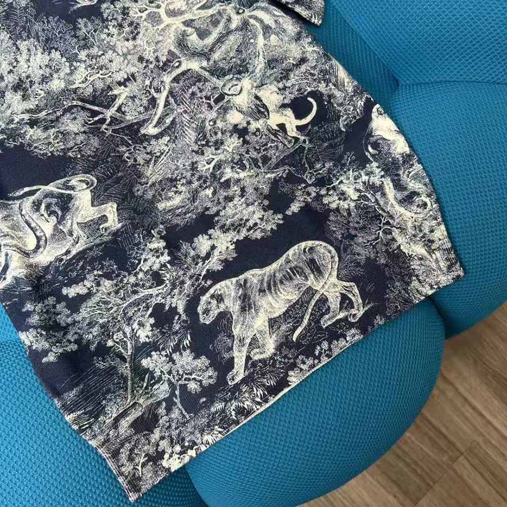 Dior Women T-shirt Navy Blue Toile de Jouy Cotton and Linen Jersey - image 8